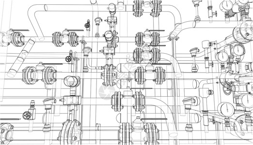 汽油管道工业设备草图 韦克托燃料植物设施力量配件龙头压力管道气体工程设计图片