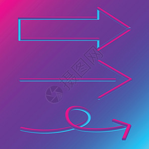 蓝色紫色箭头3D箭头标志设置了蓝色和紫色梯度背景插画