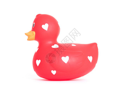 大型红橡胶鸭橡皮嘎嘎庸医斑点红色塑料白色鸭子高清图片