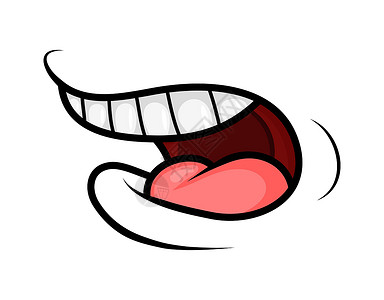 嘴巴张开卡通口的微笑 舌 牙 表情情感 简单插画