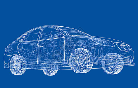 概念车  3 的矢量渲染技术跑车驾驶运输货物框架汽车车辆家用车绘画背景图片