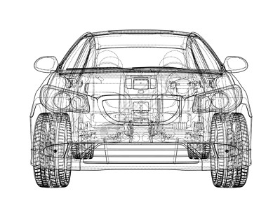 概念车  3 的矢量渲染数字化轿车车辆插图汽车驾驶技术草稿草图家用车背景图片