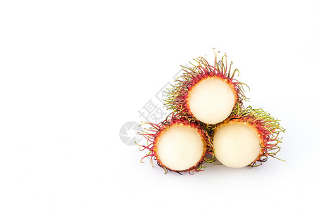 泰国红布丁水果在白色背景下甜美背景图片