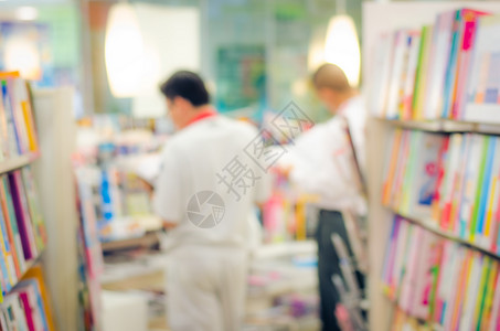 有顾客阅读和看书的书店形象突出不光彩智力装饰文学数据风格架子书柜智慧蓝色知识背景图片