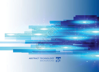 抽象的蓝色虚拟技术概念未来派数字 bac辉光创新推介会数据电子耀斑商业网络水平射线背景图片