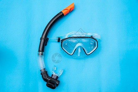 蓝色潜水工具塑料带子高清图片
