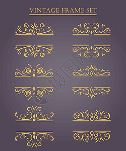 一套复古框架 矢量插图边界标签婚礼问候语标识皇家艺术装饰品边框卡片背景图片