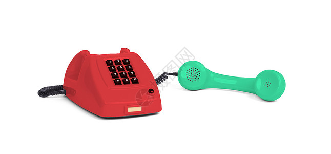 贵重电话  多彩红色电缆商业服务台办公室桌子手机帮助绿色耳机背景图片