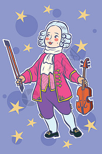 莫扎特故居婴儿小提琴家音乐家小莫扎尔插画