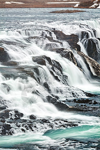 国家有力量冰岛Gullfos瀑布附近旅游旅行乡村泡沫全景峡谷绿色力量国家日光背景