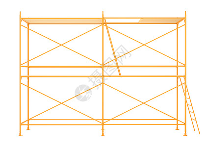 在白色背景上隔离的脚手架工业建筑学工作梯子住房框架建筑支撑3d金属图片