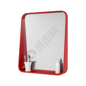 红浴室镜子背景图片