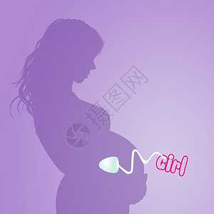 是个女孩生育力女性母亲怀孕粉色母性胎儿精子插图生殖背景图片