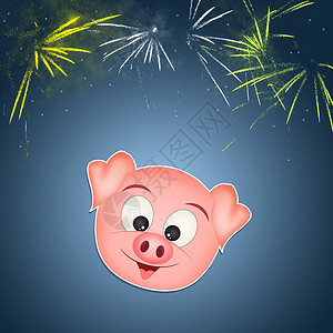 猪年粉色明信片文化庆典十二生肖卡通片动物哺乳动物吉祥物新年背景图片