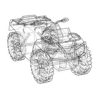 渲染图电商ATV 二次地震概念纲要运输汽车绘画地形草图四边形3d力量机器越野背景