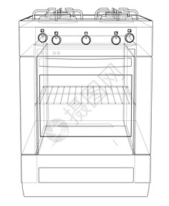 厨具直通车图煤气炉灶概念调节器厨具炊具加热器草图厨房绘画灶台气体工程背景