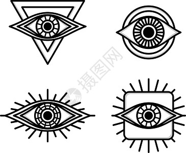 一只眼睛标志符号标志标识集合宗教安全手表社区流行流行音乐上帝艺术背景图片