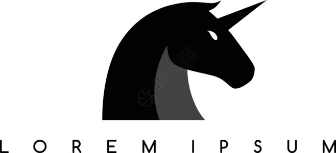 独角兽马标志标识喇叭身份品牌神话服务公司背景图片