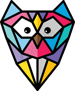 猫头鹰标志标识丰富多彩的主题 vecto眼睛马赛克彩虹图表动物耳朵背景图片