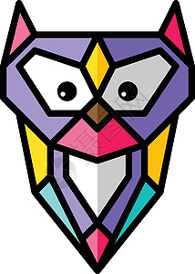 猫头鹰标志标识丰富多彩的主题 vecto彩虹动物马赛克眼睛耳朵图表背景图片