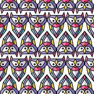 彩色猫头鹰背景模式主题矢量动物耳朵眼睛马赛克彩虹图表标识背景图片