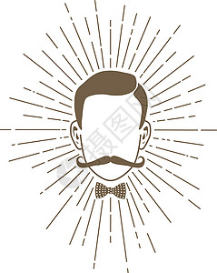 后退时潮绅士性格陈列主题胡子理发太阳光火花发型领带领结头发潮人男人背景图片