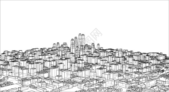 城市线框图线框绘画住宅技术景观商业房子工程建造财产建筑学背景