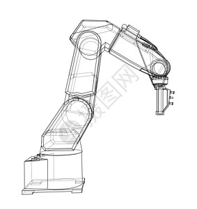 3D 机器人臂图示 3d 插图技术力学机器工业自动化手臂工厂金属蓝图动力学背景图片