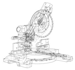 斜切锯条概念车轮机器维修圆锯力量倾斜工人渲染制造业木工背景
