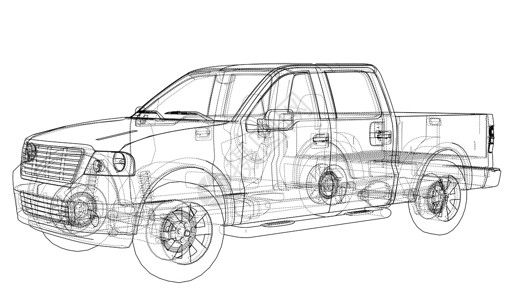 汽车 Suv 绘图轮廓  3d 它制作图案绘画商业蓝图草稿车辆运动越野车检查卡车车轮背景图片
