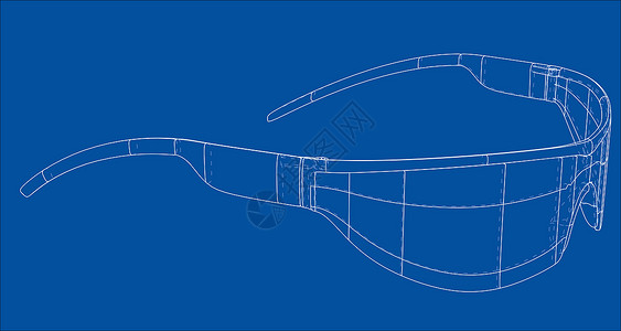 眼镜线条VR 虚拟现实眼镜概念绘画玻璃技术游戏视频蓝图电脑展示草图头盔背景