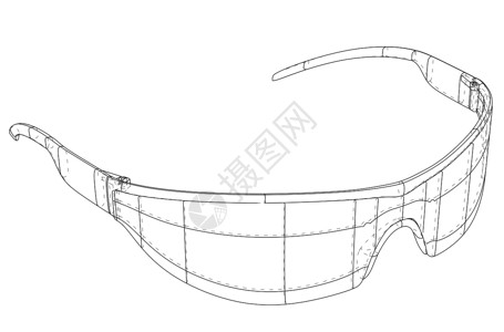 VR 虚拟现实眼镜概念面具头盔蓝图技术3d工具视频绘画游戏电脑背景图片