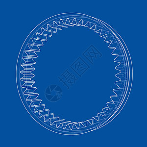3D齿轮  3 的矢量渲染力学艺术线条蓝图技术圆形装置蓝色草稿草图背景图片