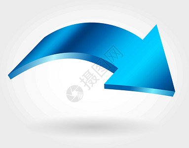 下坡蓝色箭头 孤立的曲线矢量图标设计图片
