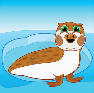 北边虫木中的卡通北极动物海豹背景图片