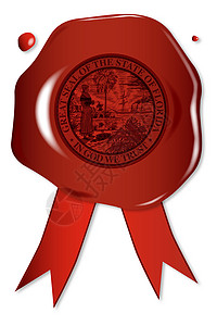 佛罗里达州韦克斯海豹丝带图章邮票橡皮红色背景图片