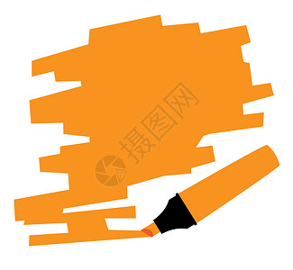 橙色标记复制空间插图艺术品绘画荧光笔艺术毛毡背景图片