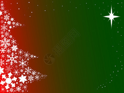 圣诞树回滴雪花星星插图艺术品贺卡白色下雪标签漂移红色背景图片