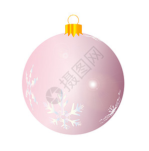 粉色横标语装饰玻璃雪花薄片光泽度地球插图反光装饰品季节性玩具背景图片