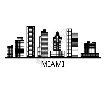 迈阿密天际线摩天大楼建筑学插图景观城市旅游历史性棕榈建筑国家背景图片