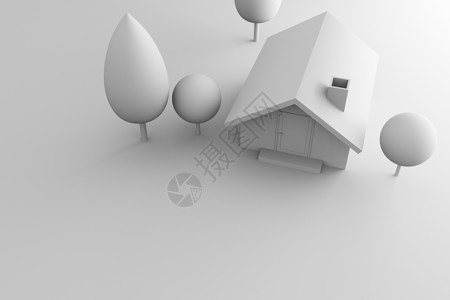 3D 翻譯的白白房子建筑师艺术插图建筑学白色团体生活销售渲染背景图片