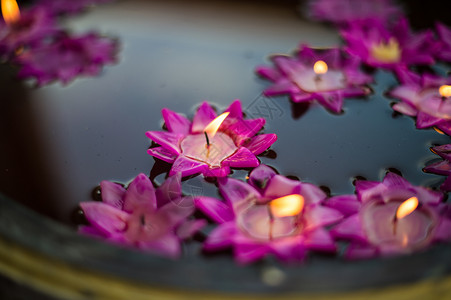 水盆风格和花蜡 宗教佛教文化传统漂浮造型师蜡烛盆地背景图片