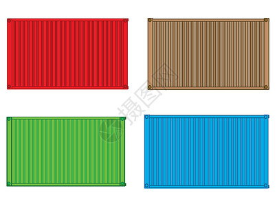 白色背景货物的矢量插图彩色集装箱颜色说明背景图片