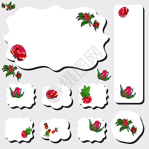 带有可爱红玫瑰束的花卉模板背景图片