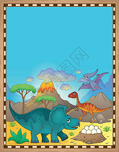 恐龙相框插画