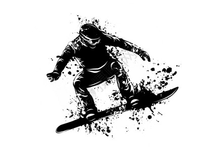 幻影粒子素材跳雪滑雪者跳跃的幻影 矢量插图假期滑雪行动男人便车运动速度季节旅行单板插画