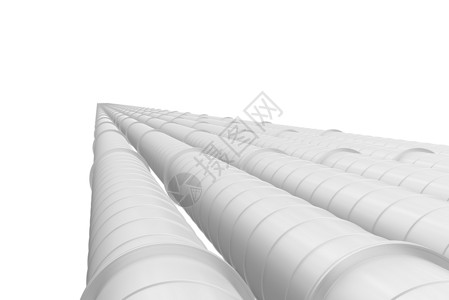 管道图在白色背景上隔离的一排白色工业管道龙头石油化学品炼油厂植物商业生产水平气体控制背景