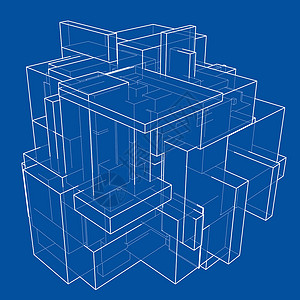线框框 素描样式金属插图内衬技术盒子边界商业艺术粒子网络背景图片