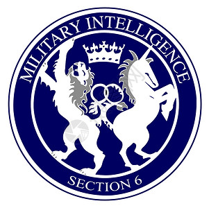 军事LOGOMI6 Logo 按键标识插图间谍军事情报徽章绘画纽带英语背景