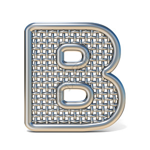 金属风字母H轮廓金属丝网字体 LETTER B 3反射边缘字母镶边合金建造技术网格工业插图背景